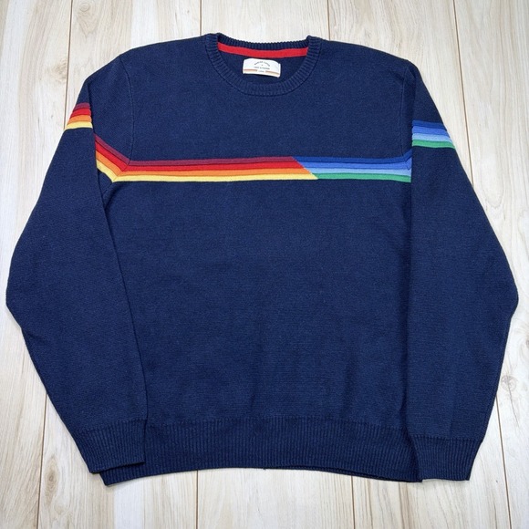 Marine Layer Other - Marine Layer Lost & Found Navy Knit Striped Crewneck Pullover Sweater Men's Med